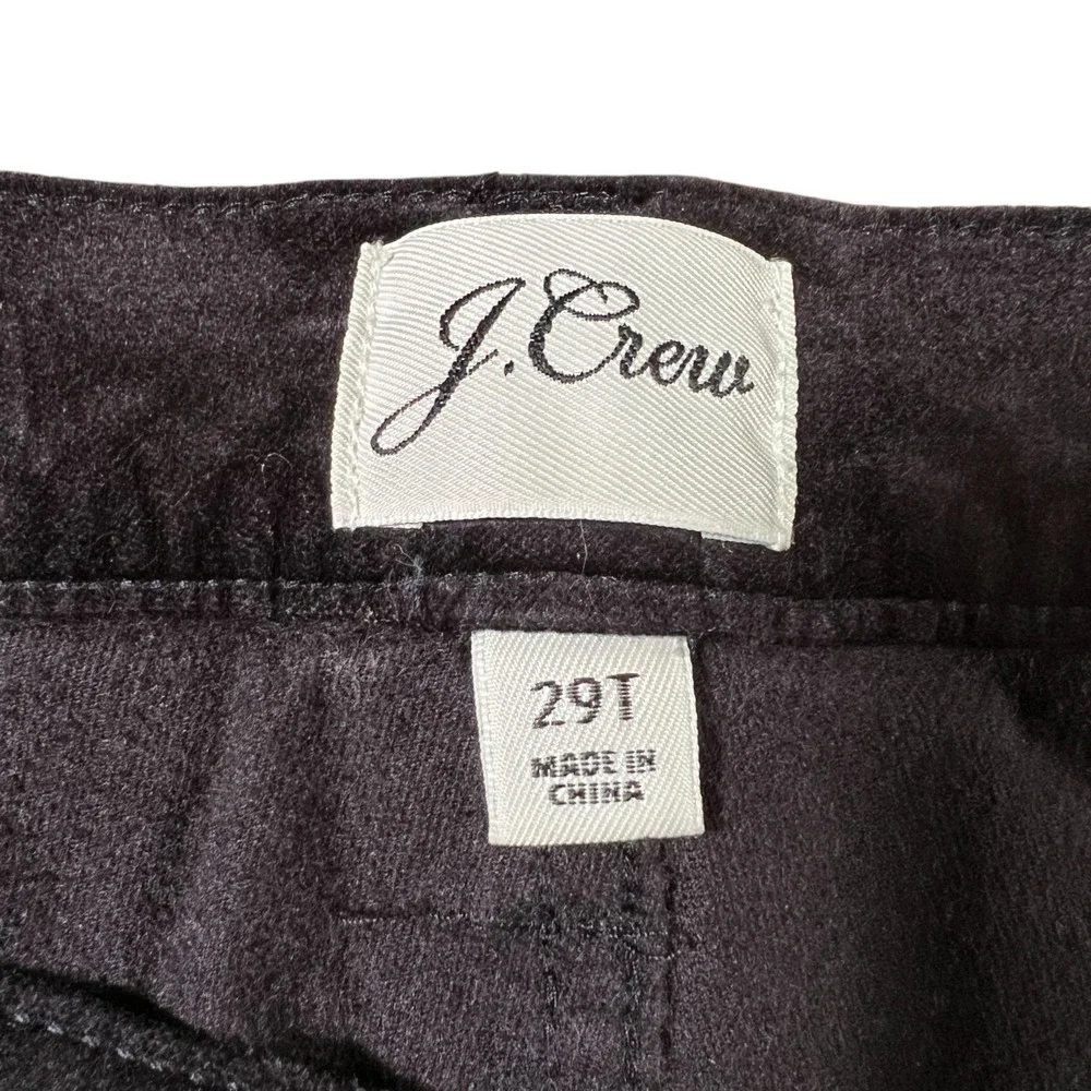 J Crew Womens Velvet Pants Sz 29 Tall Black Boot Crop Stretch Quiet‎ Luxury
